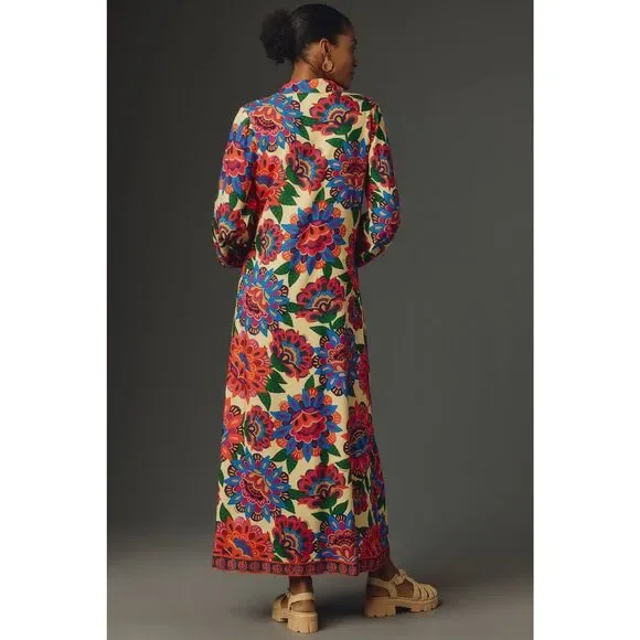 Anthropologie Farm Rio Long-Sleeve Button-Front Midi Dress - Picture 4 of 8